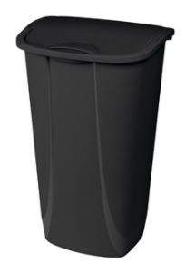 CAN TRASH PLASTIC 11GAL BLK W/SWINGTOP LID - Trash Cans: Plastic